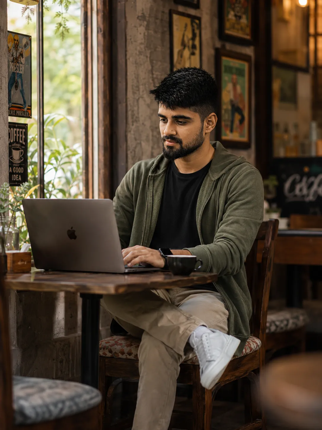 Candid Moments at the Café Window