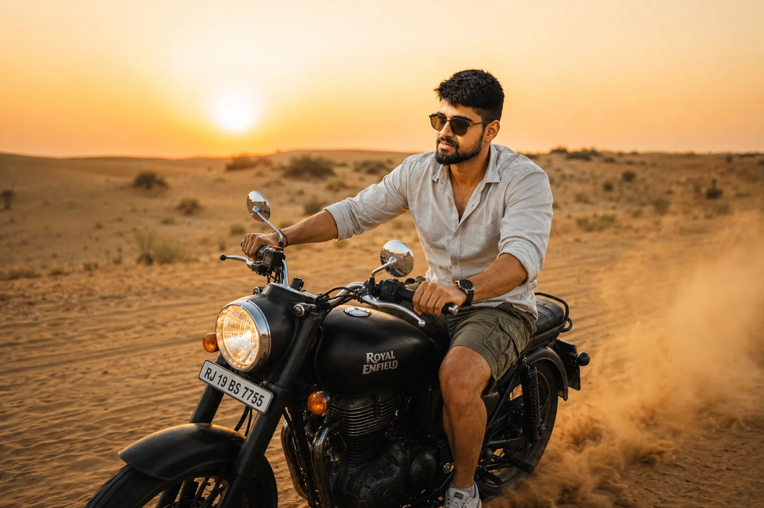 Desert Sunset Ride with Royal Enfield