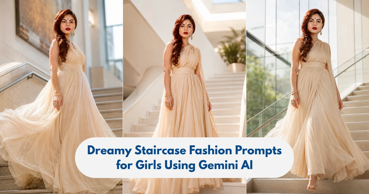 Dreamy Staircase Fashion Prompts for Girls Using Gemini AI