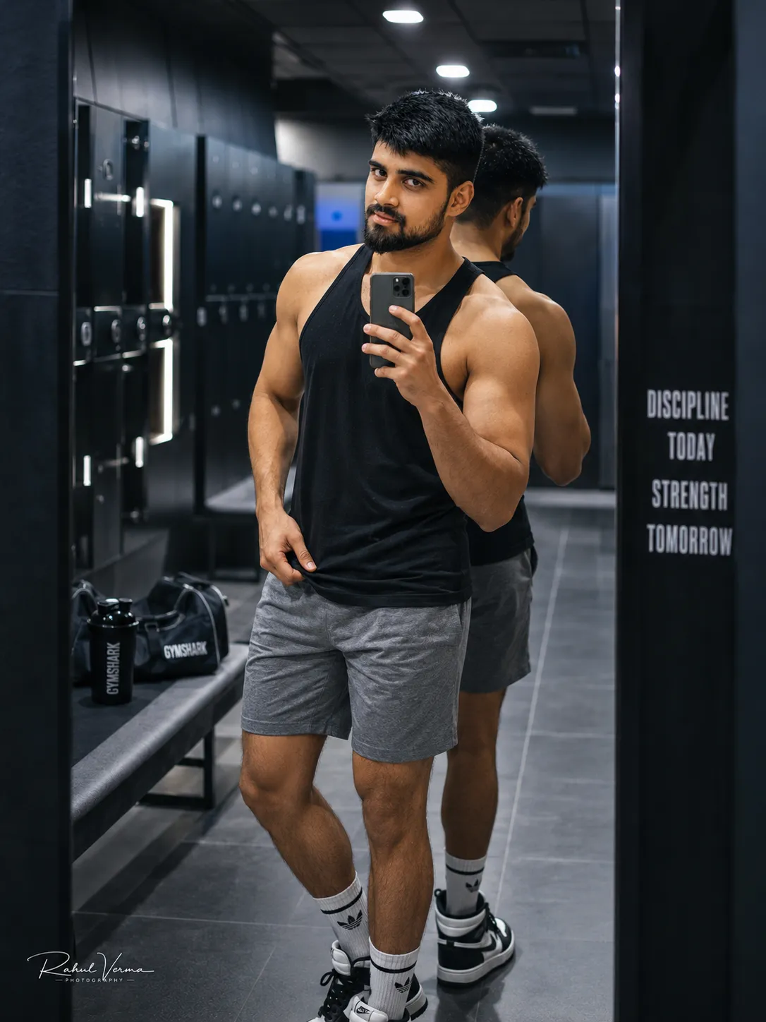 Elegant Gym Locker Room Selfie