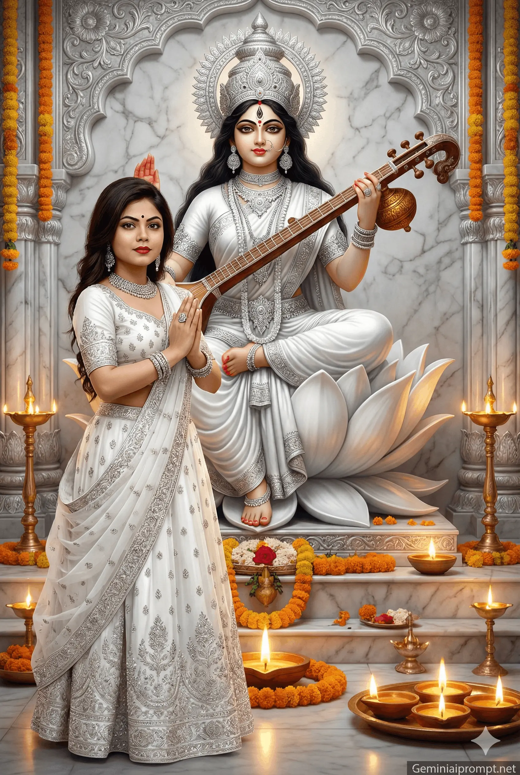 Gemini Basant Panchami Saraswati Puja Photo Editing Prompt 6