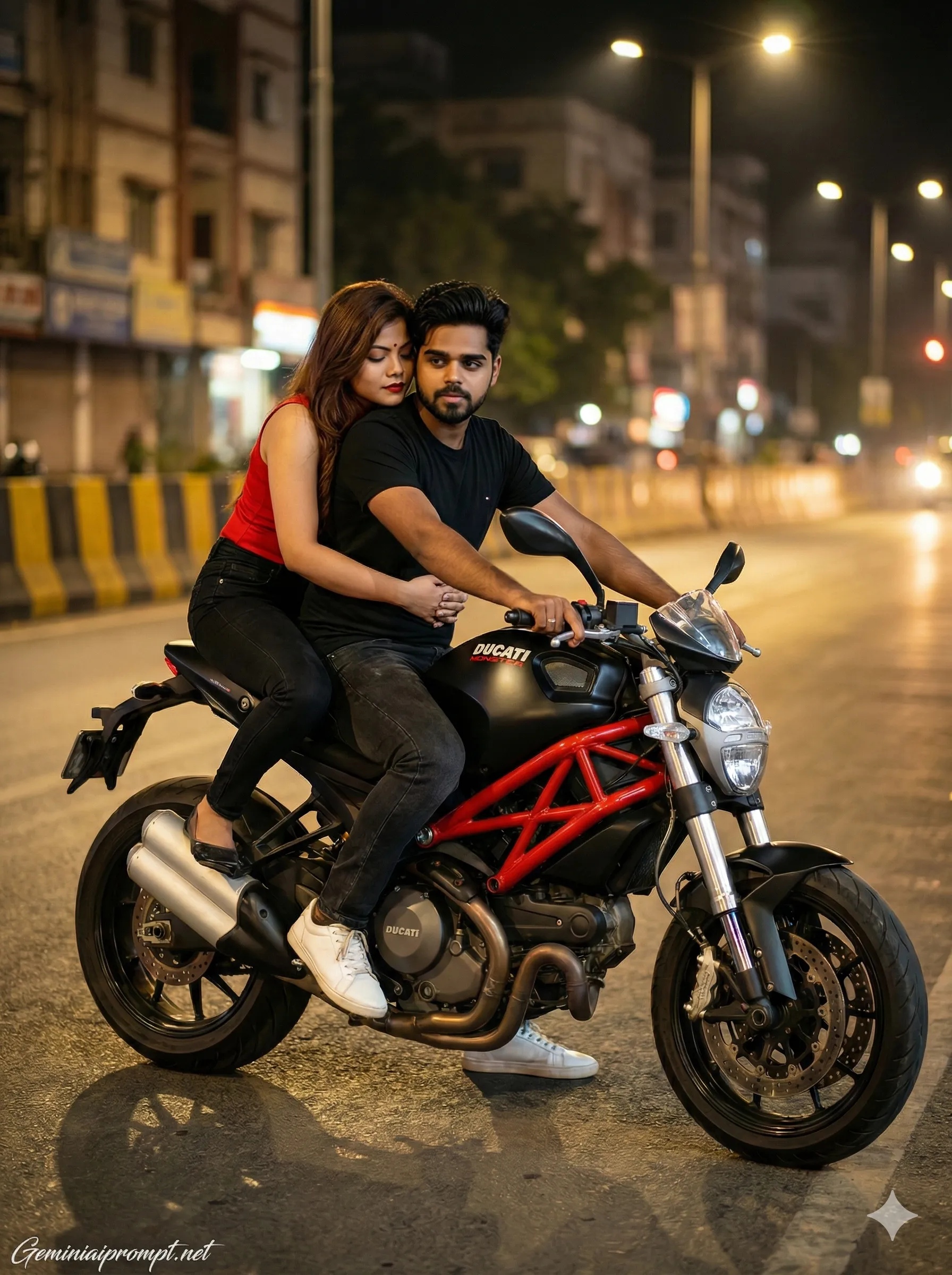 Google Gemini Couple Bike Ai Photo Editing Prompt 3