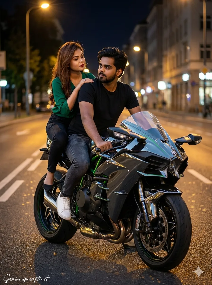 Google Gemini Couple Bike Ai Photo Editing Prompt 5