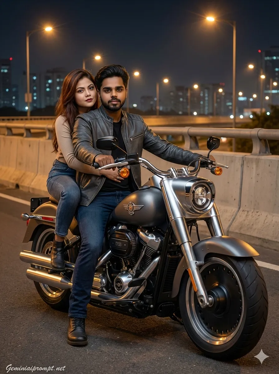 Google Gemini Couple Bike Ai Photo Editing Prompt 6