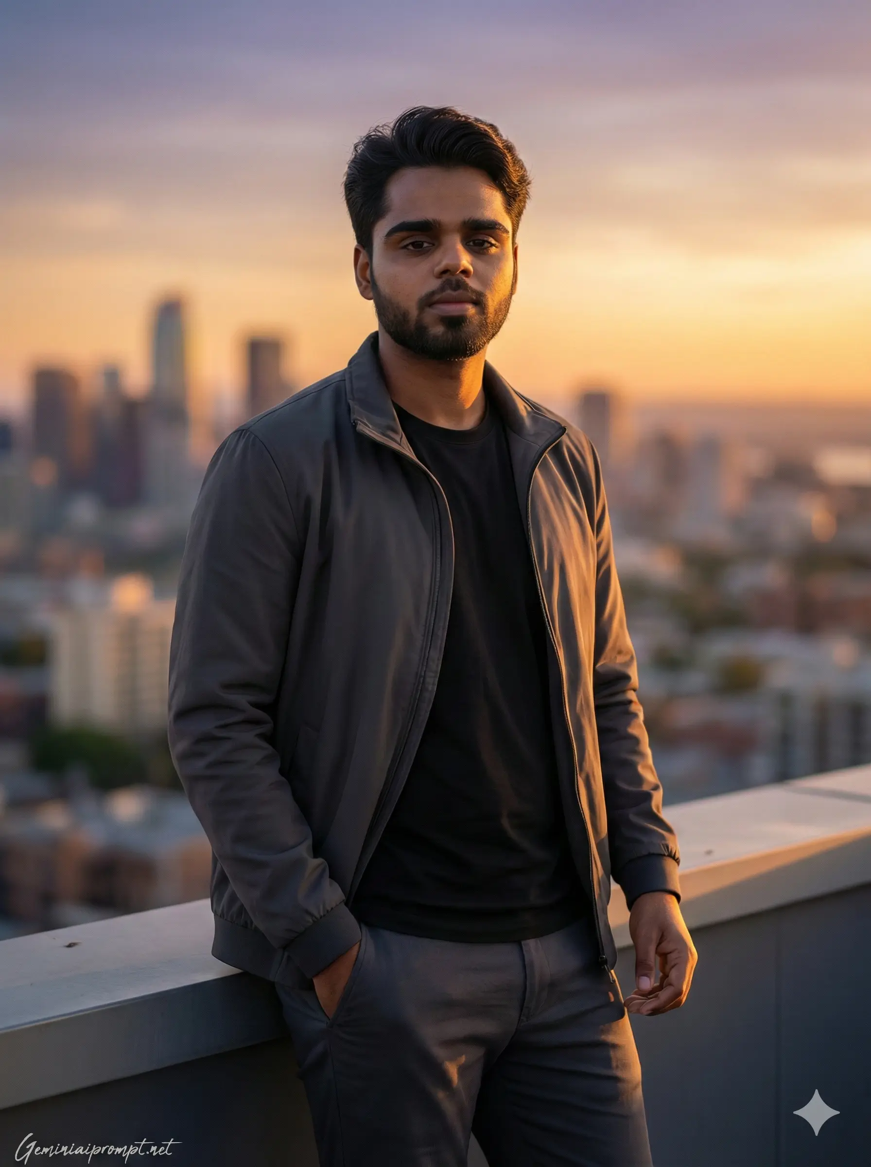 Google Gemini Moody Sunset Portrait AI Photo Editing Prompt 1