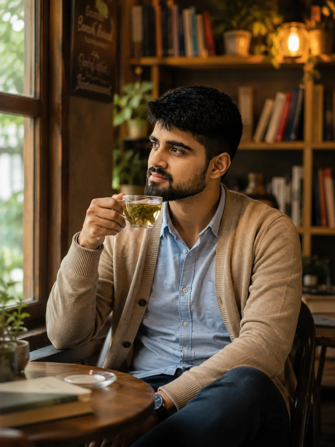 Quiet Reflection in the Café Corner
