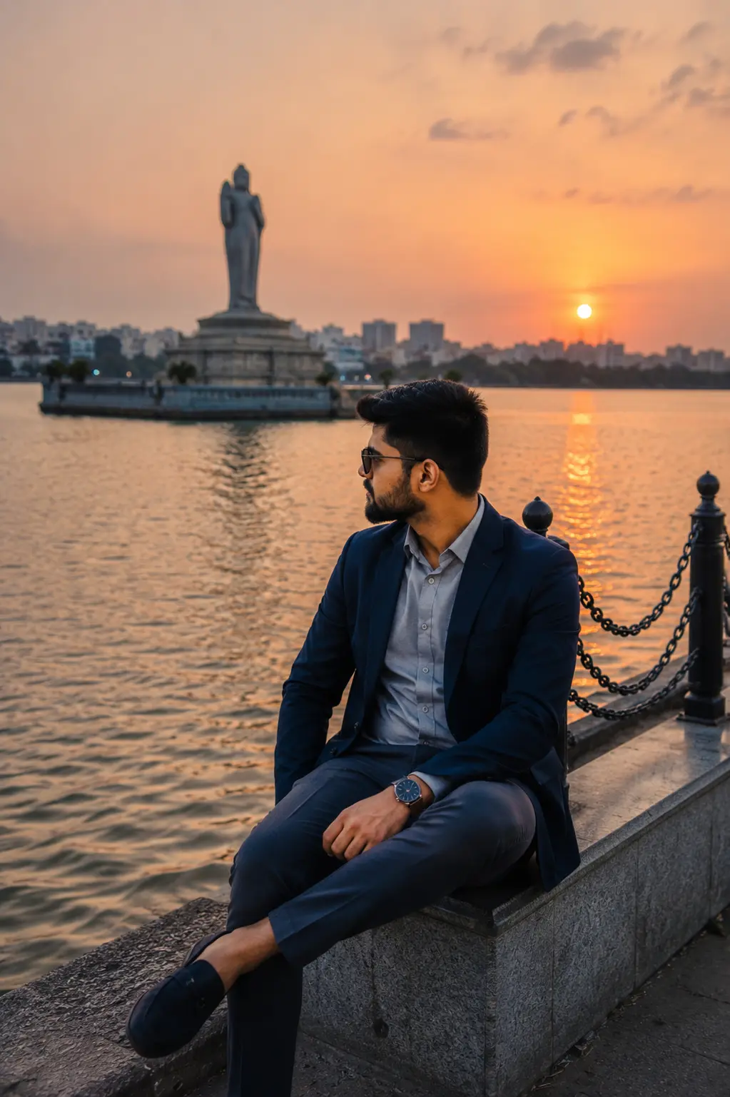 Serene Reflections at Hussain Sagar